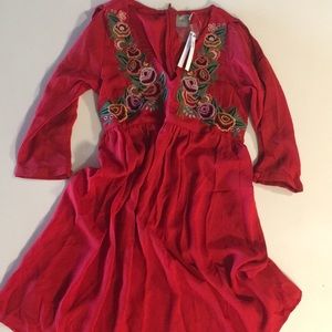 NWT embroidered red dress